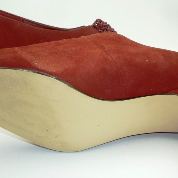 DRESSY LIGHT BURGUNDY SQUADE WOMAN SHOES EXPANDABLE LACED TOP SANDRA MILLER 7.5 - Picture 6 of 7